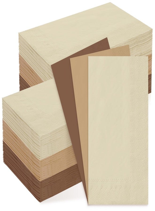 وولاين مجموعة مناديل ورقية بنية اللون من والين، 150 قطعة، بثلاثة ألوان، مناسبة للعشاء، مناديل ورقية يدوية، ثلاث طبقات، للاستخدام مرة واحدة، مثالية لفصل الخريف، وعيد الشكر، وحفلات المنزل، وتزيين الطاولات. - Image 1